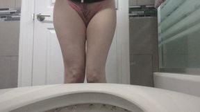 Peeing Over Toilet 3 Times Squat Spread and Spray 1