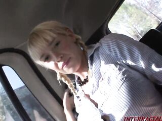 Slim golden-haired Kissy Kapri pounded full of large ebony rod