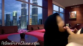 *Asian Porn Store* Asian teen oral cumshot wearing black hijab-version 4 - aps wmv
