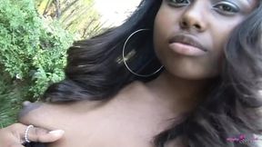 After taking the BBC deep into her pussy the cute ebony enjoys an ass cumshot