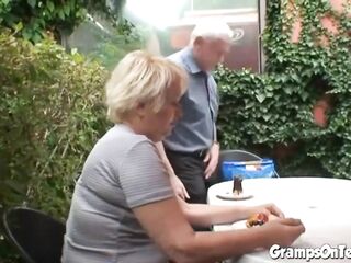 Teen banged by oldie in the woods
