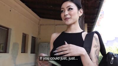 PublicAgent - Perfect Asian Japanese babe Rae Lil Black picked up outdoors in public and fucked on the platform during daytime ending with big cock creampie in her pussy