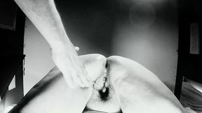 four fingers and a wet pussy (b&w)