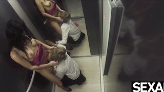 See these good girls have goddess dyke sex into an elevator