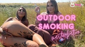 Outdoor smoking masturbation