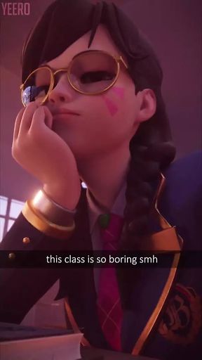 D.Va Using Her Phone In Class Because She Is Bored