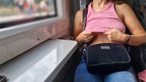 I show off my breasts on the train