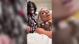 A scary man into a mask pushes himself into me!! I couldn’t resist!!
