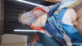 Genshin Nilou's Sultry Cosplay Kiss & Cum Filled Encounter