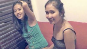 Two Asian cuties gang-bang a huge Caucasian cock&#x1F346; in steamy Filipino foursome escapade