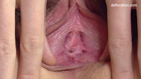 Adorable Alecia Fox rubs her hairy Russian virgin pussy solo