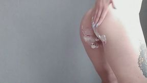 Nastya butt crush cake + foot fetish + masturbation very hot ass and tits
