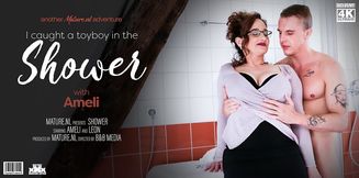 Big breasted mature Ameli finds a toyboy in her shower
