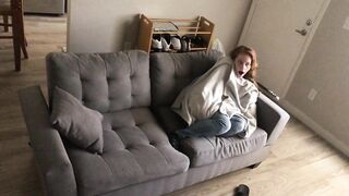 Red Haired PAWG Teens Gets filled with cumshot from big black cock on Next Door Couch while babysitting