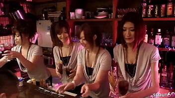 Japanese Anal Creampie Orgy with 4 waitresses and clients