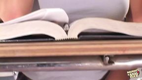 As Older Dude's Wife Watches, 'Haley Paige Sucks Cock🍆 & Rides His Meat' in Detention Sin