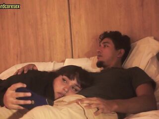 Watching Netflix with my stepbrother, I lay on his legs and that guy took out his ramrod to put it in my throat.