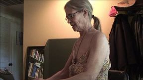 Lilly, the stationary bike, the pulleys, her granny biceps