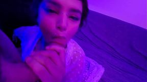 Cute alt teen pleasures guy, ending with cum in her mouth!