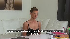 Skinny Brunette With Short Hair Takes Cock Balls Deep In Her Vag