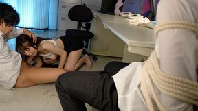 Yui Hatano is often getting fucked at work, although her husband did not know that, till recently, when he stopped by to pick her up and saw what was going on. He ended tied up and watching her with her legs spread wide, enjoying every second of it.