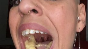 smashing a banana in my mouth