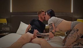 gorgeous tattooed tgirl enjoys raw anal dicking