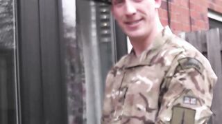 2 turned on babes taste a soldiers penis