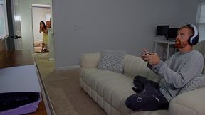 Blowjob Bride Satisfies Hung Painter While Clueless Hubby Waits Nearby