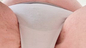 Panties In Outer Space Calvin Klein White Fullback bikini underwear and topless from higher up more meaty pussy views