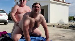 Daddy Fucks Boy on Driveway Outdoors