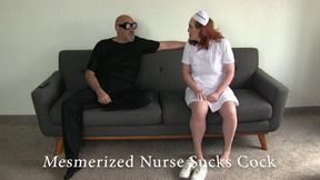 Mesmerized mature nurse sucks cock on command