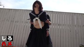 rough Japanese впервые 18 and up: outdoor drilling with hairy brunette.