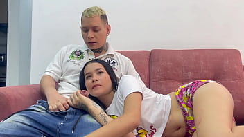 Shy Stepsister Sucked & Hard Fucked During Afternoon Movie Session