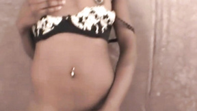 Pierced nippled black teen babe