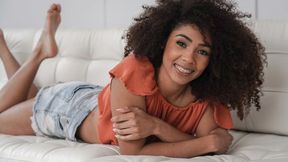 Ebony with small tits Nia Nixon fucked from behind by a white dick