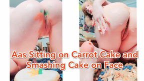 Ass Sitting on Carrot Cake and Smashing Cake on Face