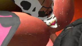Standing Anime Cowgirl Fulfilled in Dirty Sex Cage Display