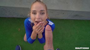 Cute soccer player Geishakyd rides firm cock in POV