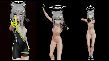Shiroko Riding Hentai Undress Dance Blue Archive Nekomimi Girl Mmd 3D Yellow Suit