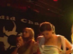 Attractive and horny amateur young babes getting wet and wild on stage