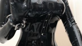 Fully Encased Silicone Doll in Rubber Plays with Silicone Pussy and Latex Sheath