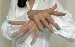 Hand Fetish JOI Clip - Blue Long Natural Fingernails