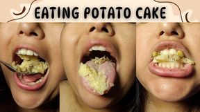 Eating potato cake