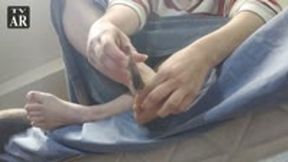 Clipping my toenails and moisturizing my hairy legs