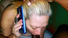 Blowjob Service: Hotwife Fucks Client During Hubby's Work Shift