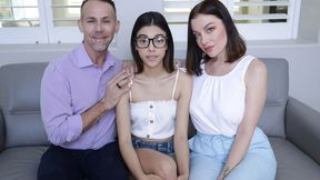 Stepfamily Fun - Sweet Little Stepdaugther and Attractive Stepmom Please Stepdad with Lingerie