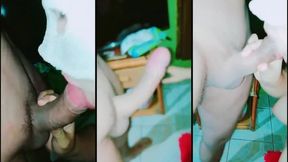 mexicana caliente chupando el pene de su jefe y comiendose todo el semen le gusta comer lechita