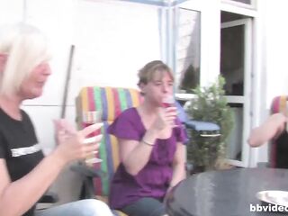 German aged lesbian babes having an outdoor party