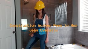 Construction Girl Sage Eldritch Wetting Denim Overalls & Panties